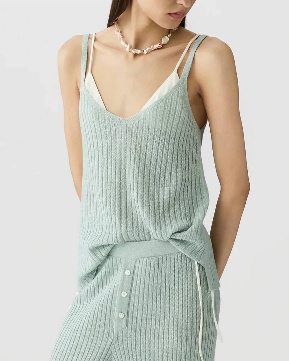 NEW GUEST IN RESIDENCE breezy rib tank top in sage brush